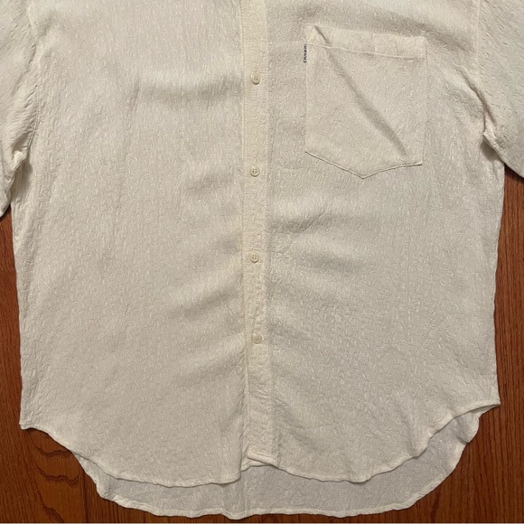 Cafe Styled in Italy ivory textured long sleeve button up shirt size L - Picture 7 of 16